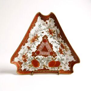 Carl Knoll Carlsbad Triangle Shaped Brown Orange Bird Dish Beehive Mark Antique